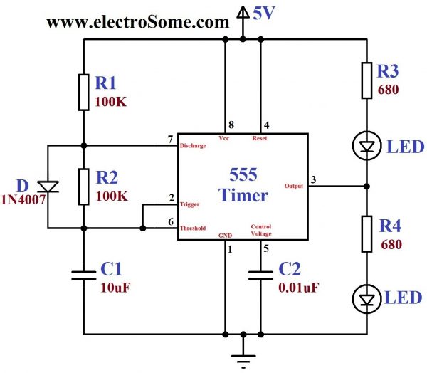 555 timer circuit schematic